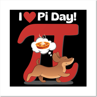 I Love Pi Day Dachshund Red Posters and Art